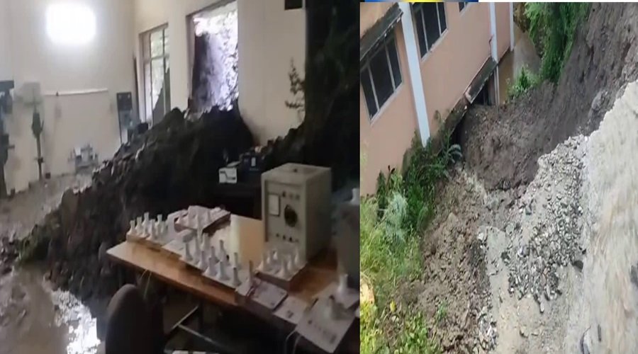 उत्तराखंड में भारी बारिश का कहर, दीवार तोड़कर ITI में घुसा मलबा, चौकीदार ने भाग कर बचाई अपनी जान,,,,,,