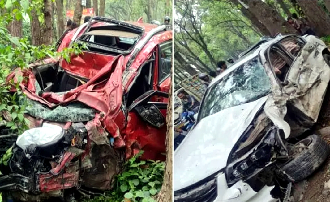 उत्तराखंड देहरादून डाट काली मंदिर के पास कारों में हुई जबरदस्त भिड़ंत, एक की मौके पर हुई मौत 3 घायल,,,,