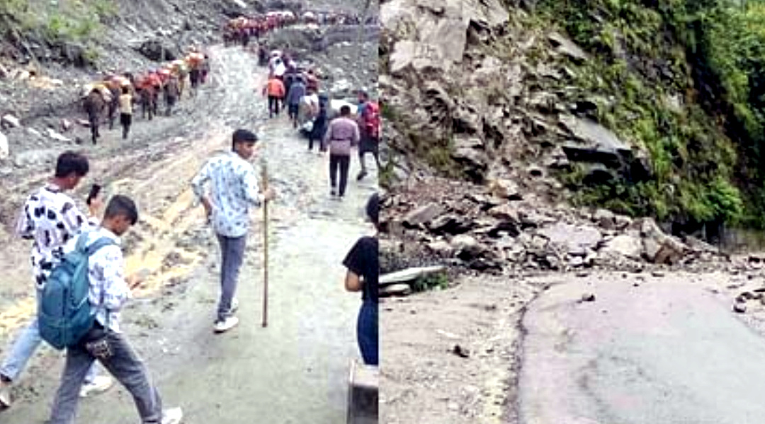 उत्तराखंड में यहाँ लगातार मलबा गिरने से यात्रा हुई प्रभावित, सोनप्रयाग और गौरीकुंड में यात्रियों की आवाजाही वाला मार्ग बाधित,,,,