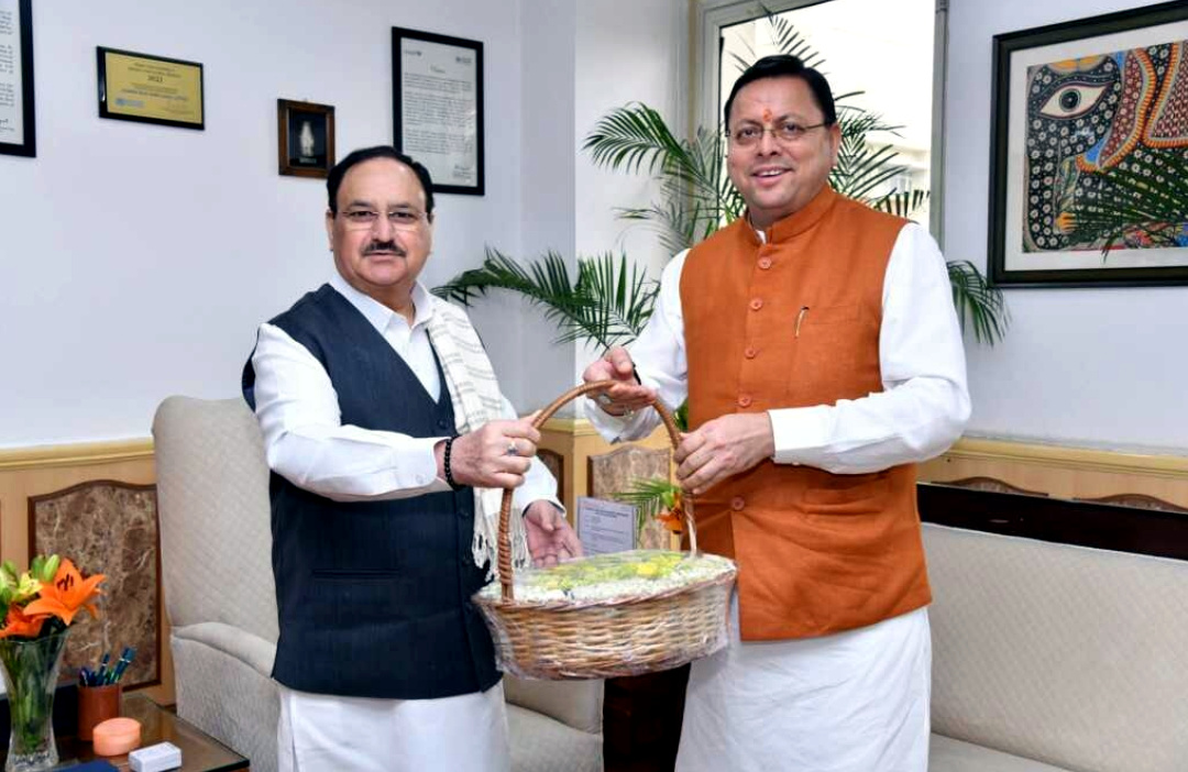 उत्तराखंड, दिल्ली में केंद्रीय स्वास्थ्य मंत्री जेपी नड्डा से मुख्यमंत्री पुष्कर सिंह धामी ने मुलाकात कर विभिन्न योजनाओं पर की वार्ता,,,,,