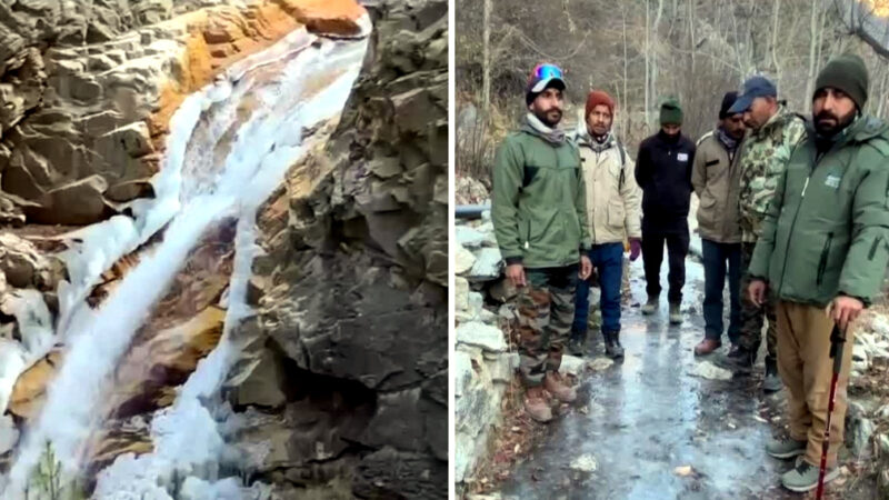 उत्तराखंड के उच्च हिमालय में ठंड अपने चरम पर, गंगोत्री धाम क्षेत्र में गिरते तापमान से जमने लगे नदिया और झरने,,,,,